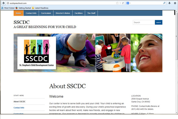 Visit the SSCDC website. Our preschool, St. Stephen's Development Center, is currently accepting students.